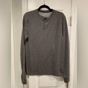 Spyder Mens Size L Gray Waffle Knit Long Sleeve Henley Shirt Layer Thermal Ski